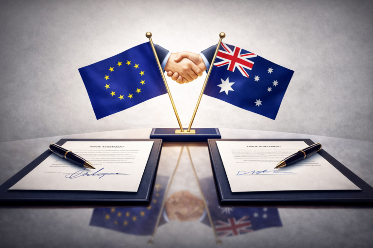 UE y Australia firman TLC histórico que potencia exportaciones