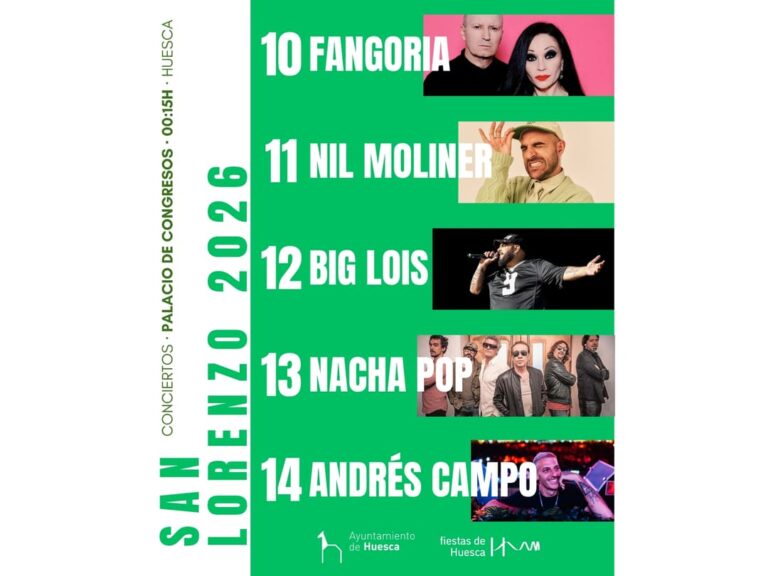 Conciertos en Fiestas de San Lorenzo 2026: línea de artistas variada