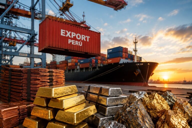 Crecimiento del 34% en exportaciones peruanas en el primer semestre de 2026, impulsado por la minería y los metales preciosos.