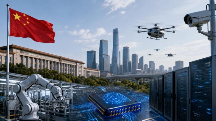 China refuerza el control sobre la inversión tecnológica y la IA Imagen editorial ilustrativa sobre China refuerza el control sobre la inversión tecnológica y la IA
