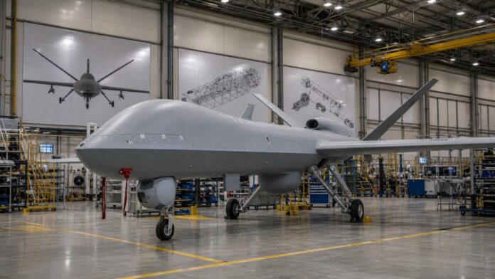 España reajusta el calendario del préstamo de 1.429 millones para el Eurodrone Imagen editorial ilustrativa generada mediante inteligencia artificial sobre España reajusta el calendario del préstamo de 1.429 millones para el Eurodrone