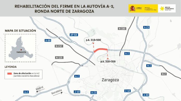 Cortes de tráfico en A-2 de Zaragoza por obras del 2 al 4 de octubre Cortes de tráfico en A-2 de Zaragoza por obras del 2 al 4 de octubre - Imagen relacionada con "Cortes de tráfico en la A-2 de Zaragoza del 2 al 4 de octubre por obras en la calzada. Se recomienda seguir rutas alternas para evitar retrasos."