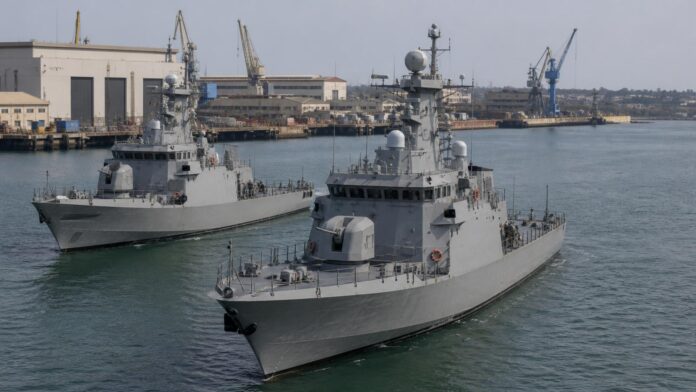 Navantia reparará y modernizará dos patrulleros de Angola en Cádiz Imagen editorial ilustrativa generada mediante inteligencia artificial sobre Navantia reparará y modernizará dos patrulleros de Angola en Cádiz